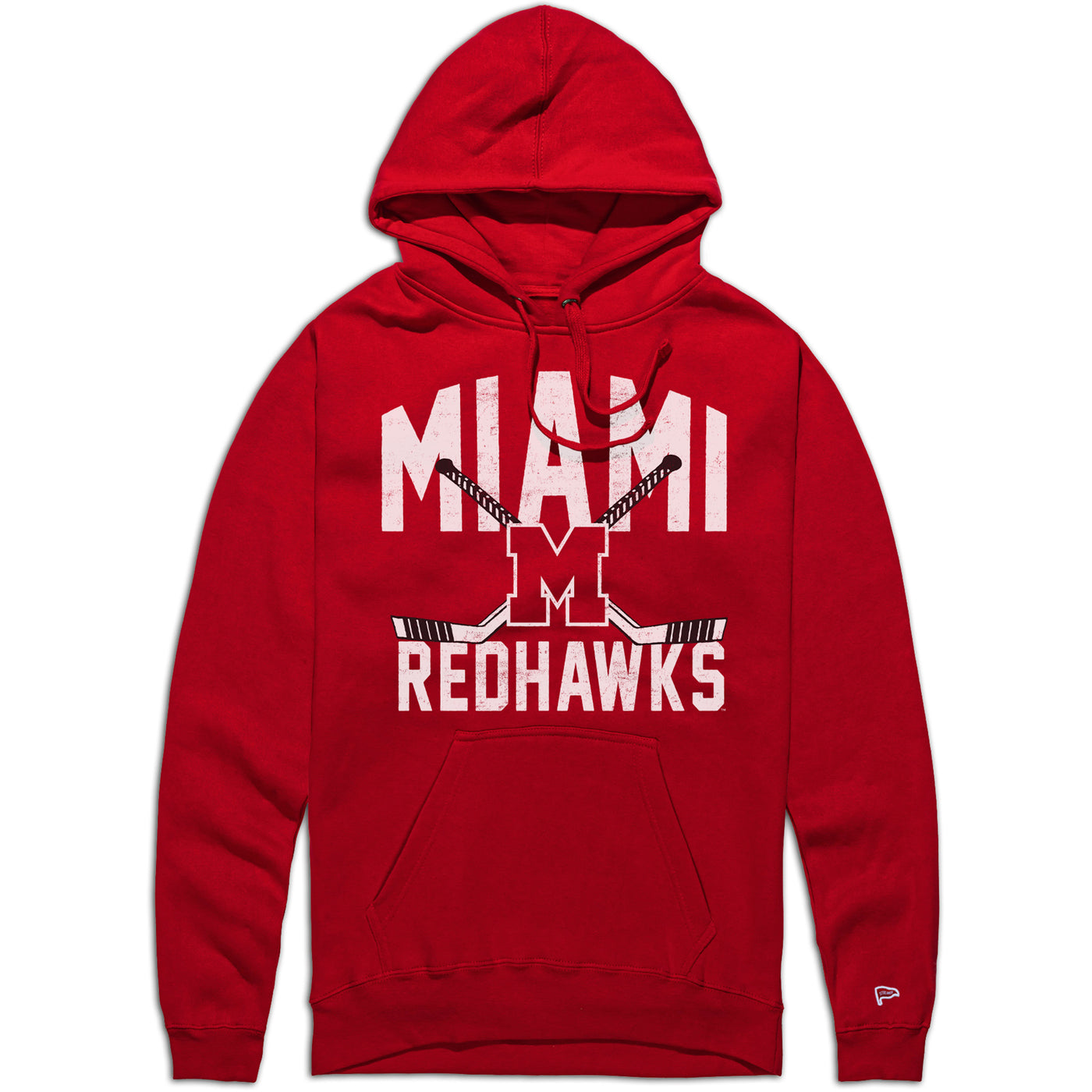 Miami University Vintage Crossed Sticks Hockey Hoodie